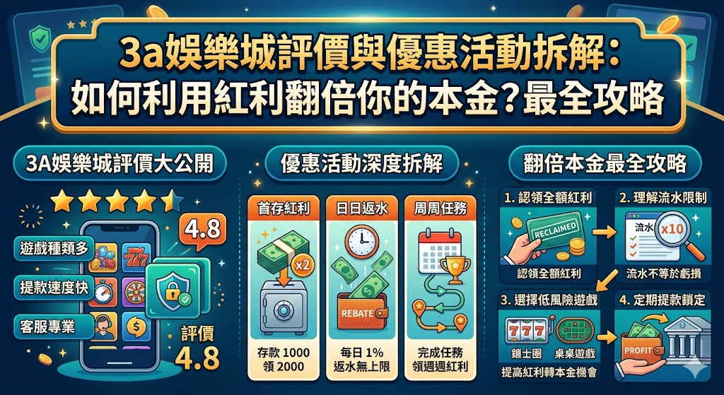 3a娛樂城評價與優惠活動拆解:如何利用紅利翻倍你的本金?最全攻略